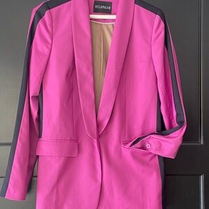 Wildfang Women's Pink Blazer with Black Stripes
